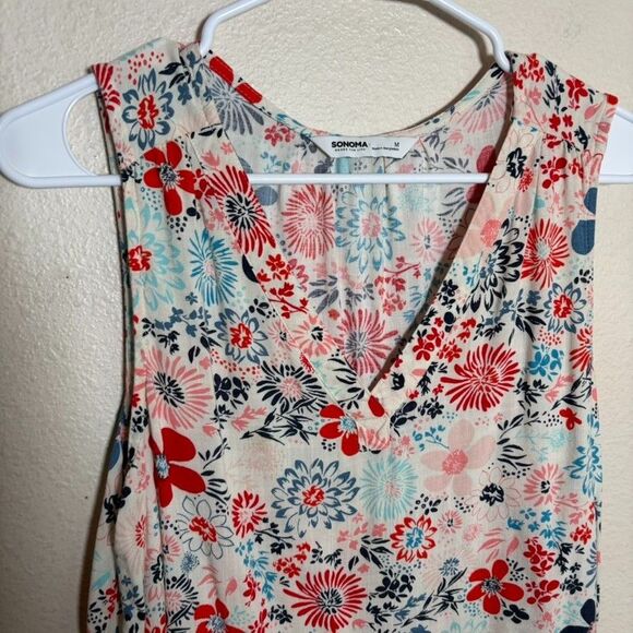 Sonoma Tank Top Women's Medium V-Neck Floral Sleeveless Printed Boho Shirt - Picture 2 of 8
